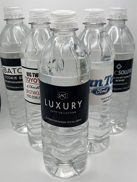 labeled bottled water